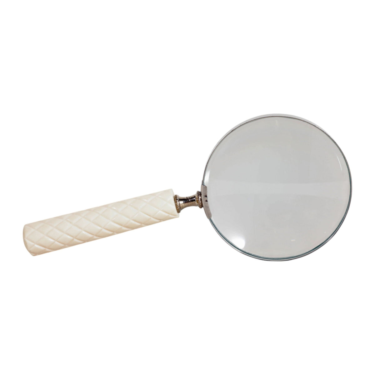 9 x 4" Diamond Carved Handle Magnifying Glass - Ivory