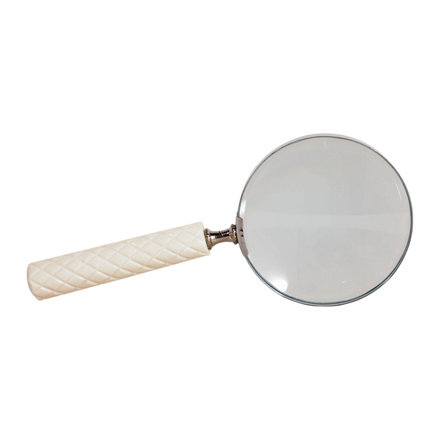 9 x 4" Diamond Carved Handle Magnifying Glass - Ivory