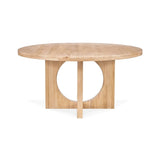Wooden round table with central circular cutout on a white background