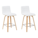 Vienna - Modern Counter Height Swivel Bar Stool - Patterned Oak Wood Frame
