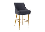 TOV-D68222 Beatrix Pleated Dark Grey Velvet Counter Stool