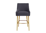 TOV-D68222 Beatrix Pleated Dark Grey Velvet Counter Stool