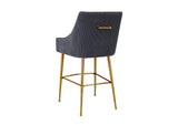 TOV-D68222 Beatrix Pleated Dark Grey Velvet Counter Stool