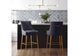 TOV-D68222 Beatrix Pleated Dark Grey Velvet Counter Stool
