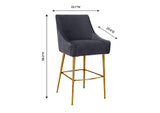 TOV-D68222 Beatrix Pleated Dark Grey Velvet Counter Stool