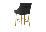 TOV-D68223 Beatrix Pleated Black Velvet Bar Stool