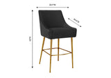 TOV-D68223 Beatrix Pleated Black Velvet Bar Stool