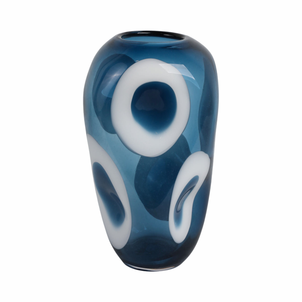Curvy Polka Dot Glass Vase - Blue / White