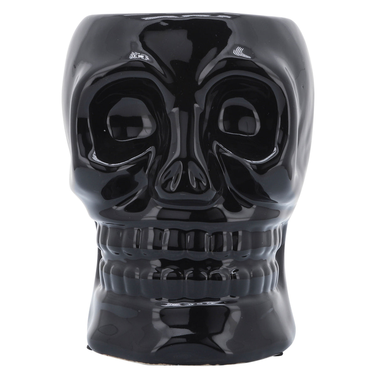 Ceramic Skull Vase 6" - Black