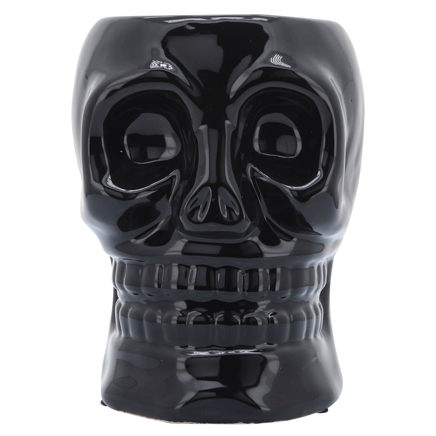 Ceramic Skull Vase 6" - Black