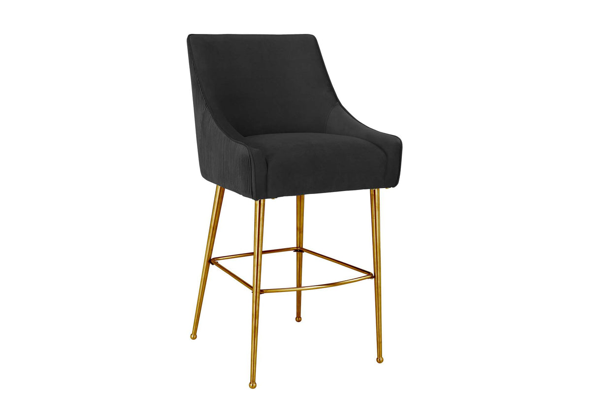 TOV-D68224 Beatrix Pleated Black Velvet Counter Stool
