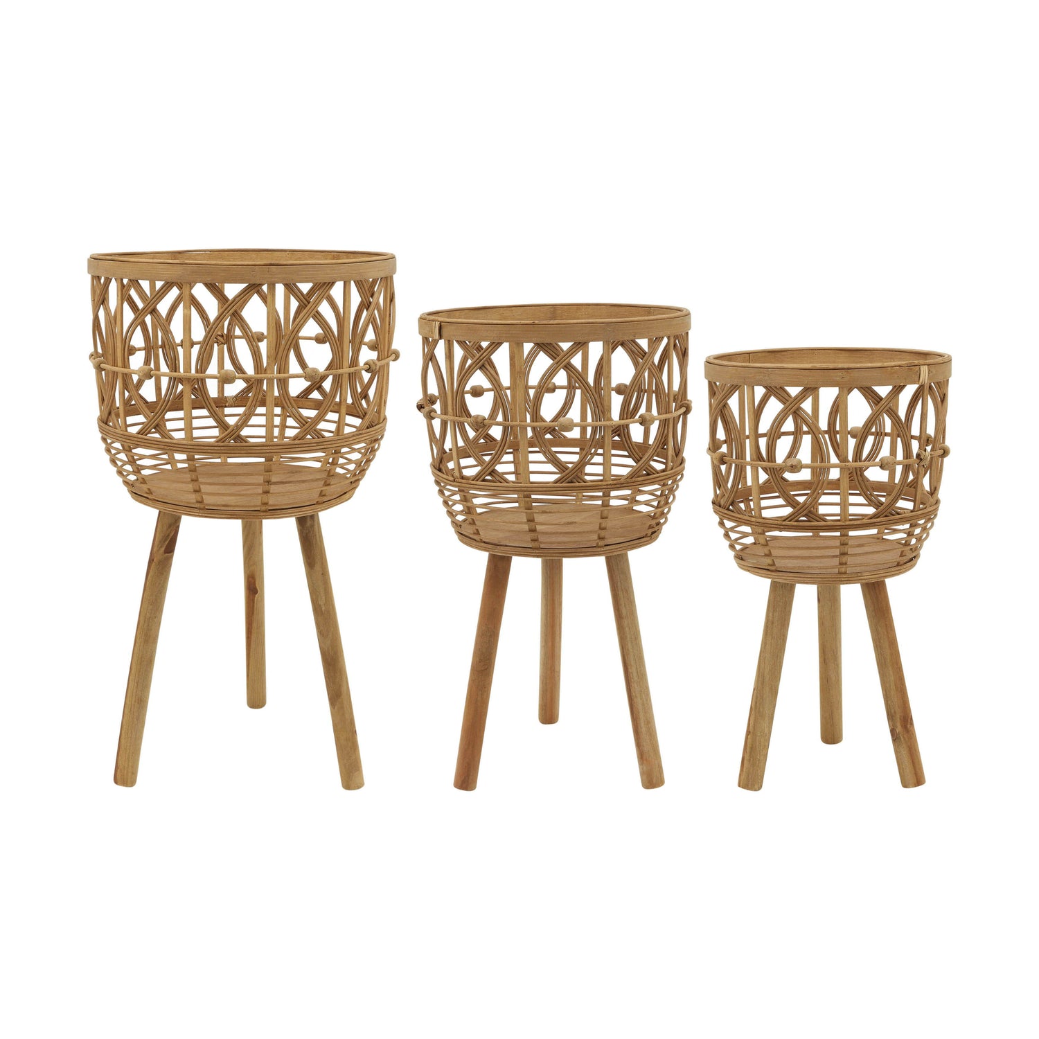 11" / 13" / 15" Bamboo Planters (Set of 3) - Natural