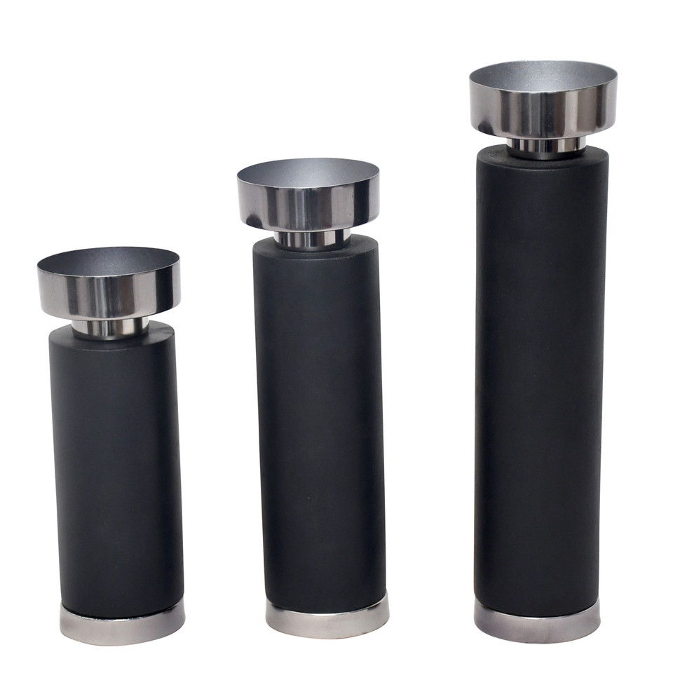 8" / 10" / 12" Elliot Candle Holders (Set of 3) - Black