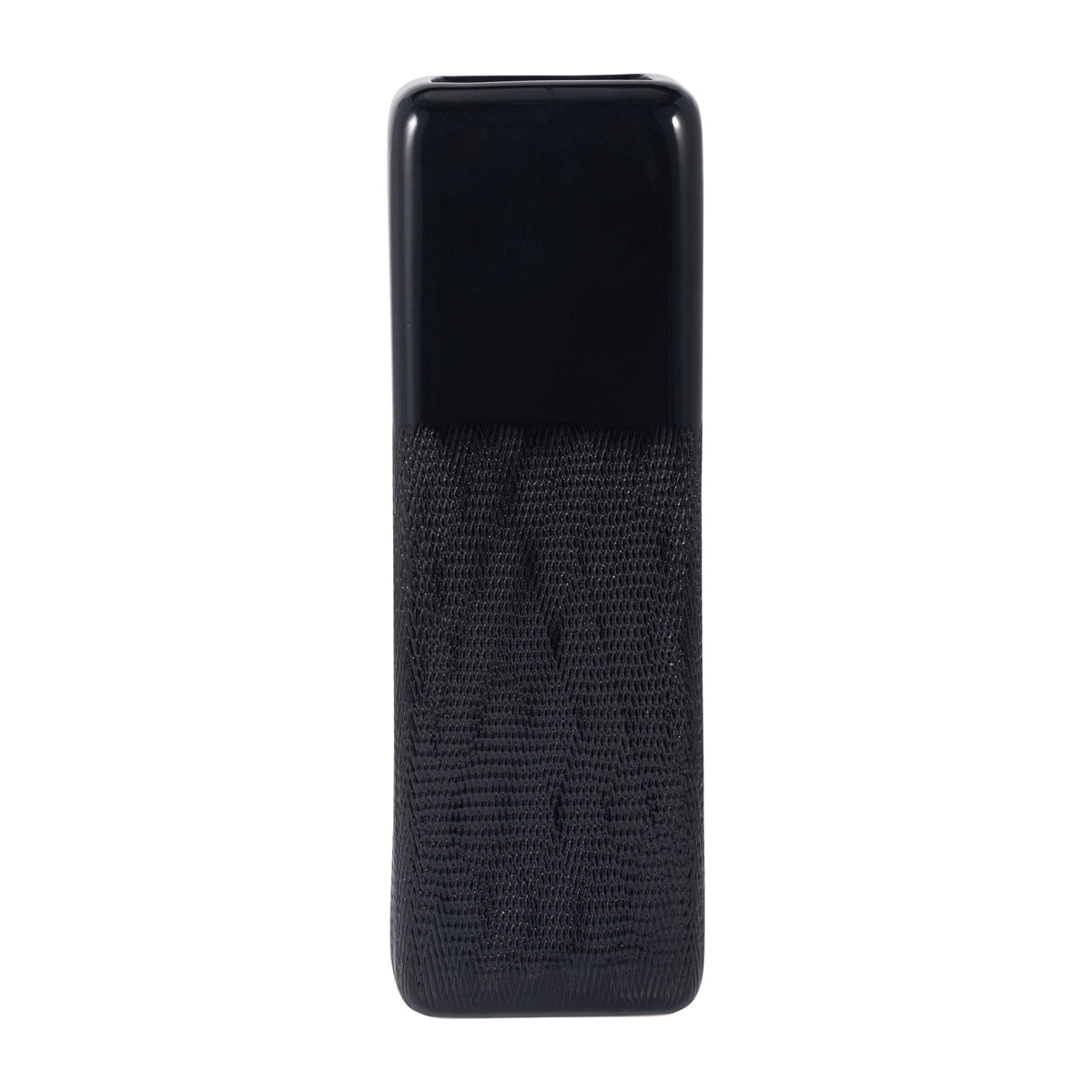 Ceramic 18" Squared Grooved Vase - Black