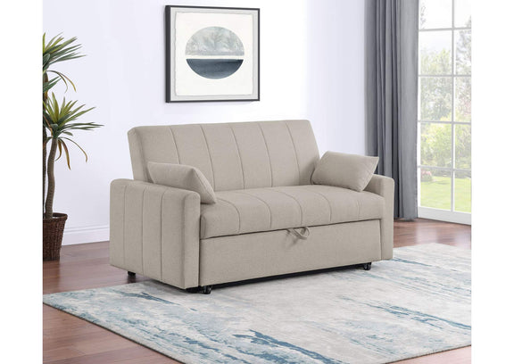 350142 Portland Boucle Upholstered Sleeper Sofa Bed Latte