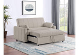 350142 Portland Boucle Upholstered Sleeper Sofa Bed Latte