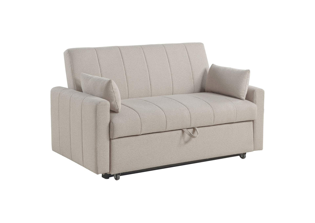 350142 Portland Boucle Upholstered Sleeper Sofa Bed Latte