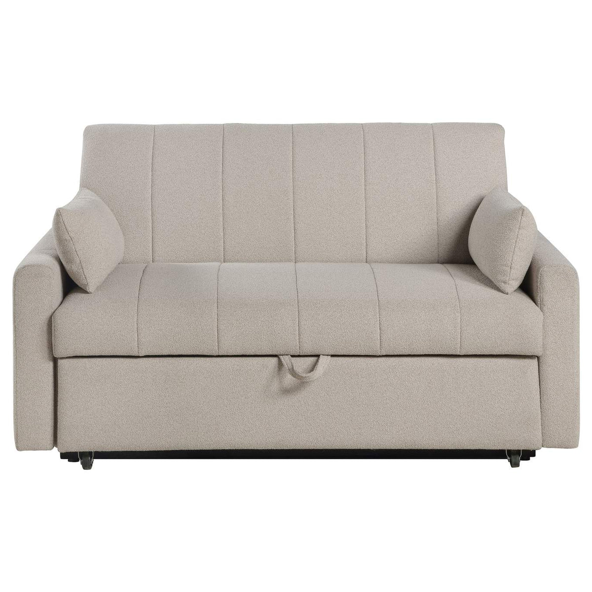 350142 Portland Boucle Upholstered Sleeper Sofa Bed Latte