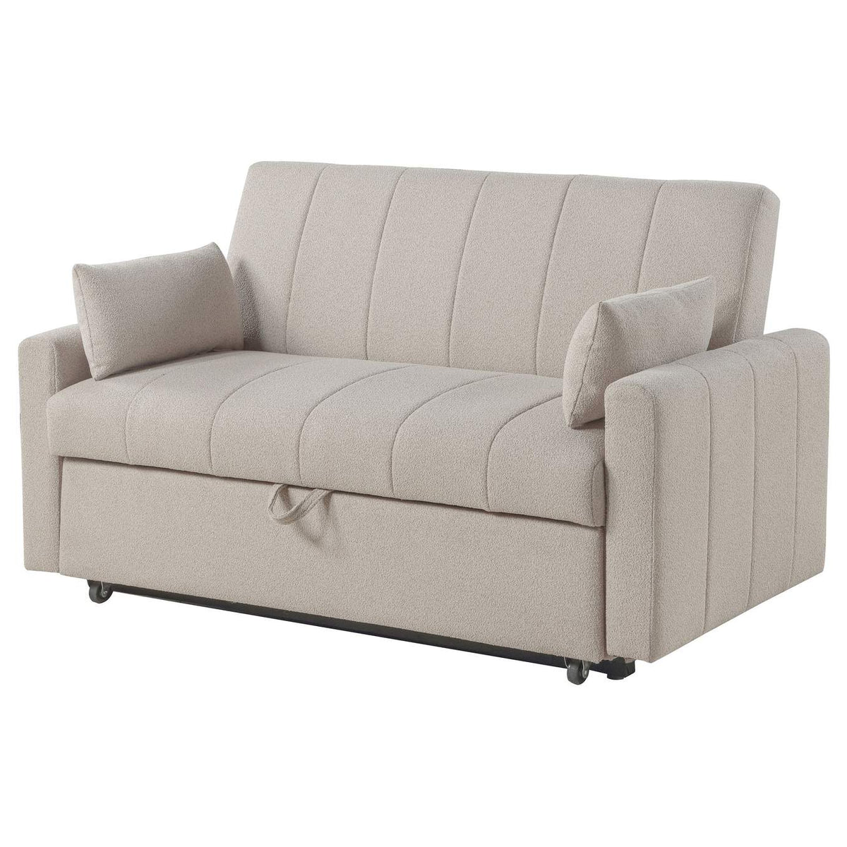 350142 Portland Boucle Upholstered Sleeper Sofa Bed Latte