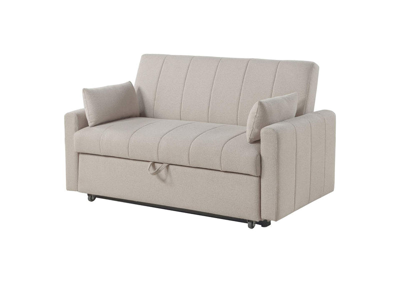 350142 Portland Boucle Upholstered Sleeper Sofa Bed Latte