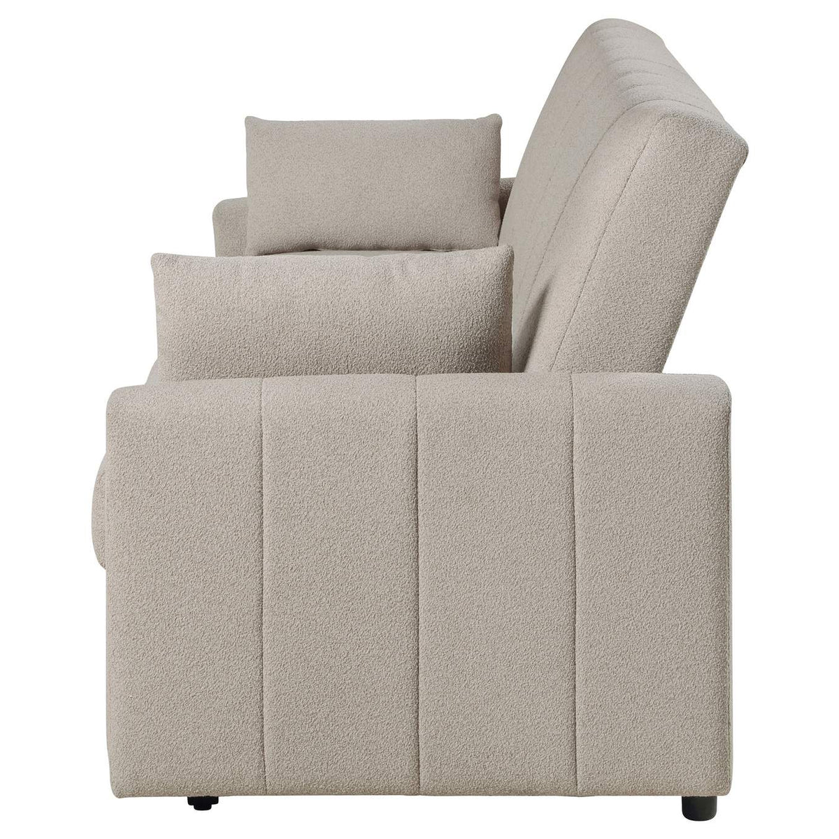 350142 Portland Boucle Upholstered Sleeper Sofa Bed Latte