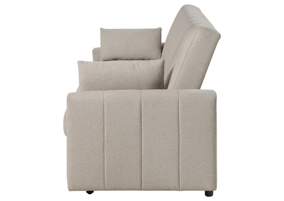 350142 Portland Boucle Upholstered Sleeper Sofa Bed Latte
