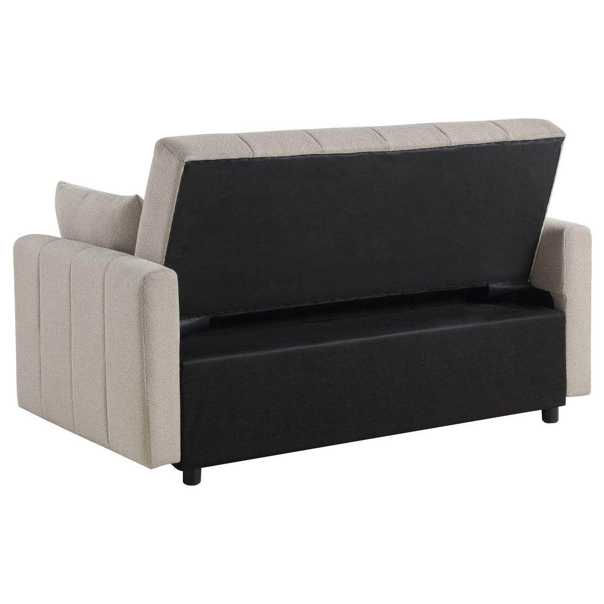 350142 Portland Boucle Upholstered Sleeper Sofa Bed Latte