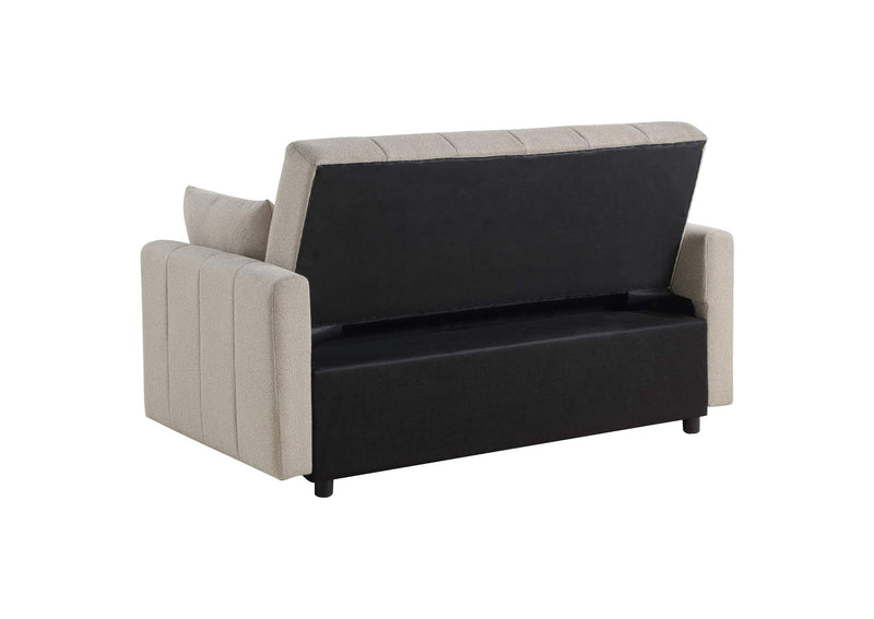 350142 Portland Boucle Upholstered Sleeper Sofa Bed Latte