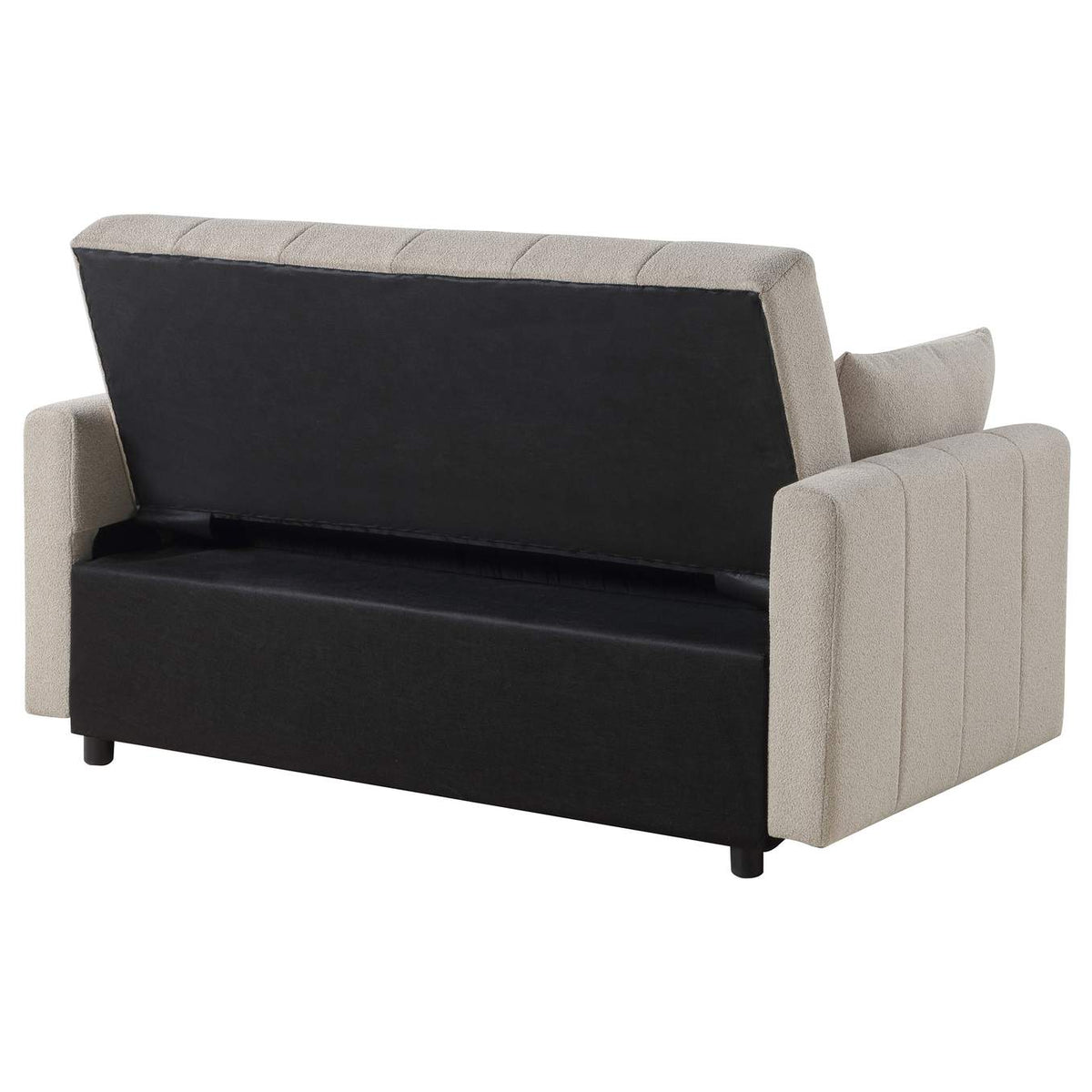 350142 Portland Boucle Upholstered Sleeper Sofa Bed Latte