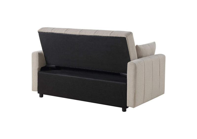 350142 Portland Boucle Upholstered Sleeper Sofa Bed Latte