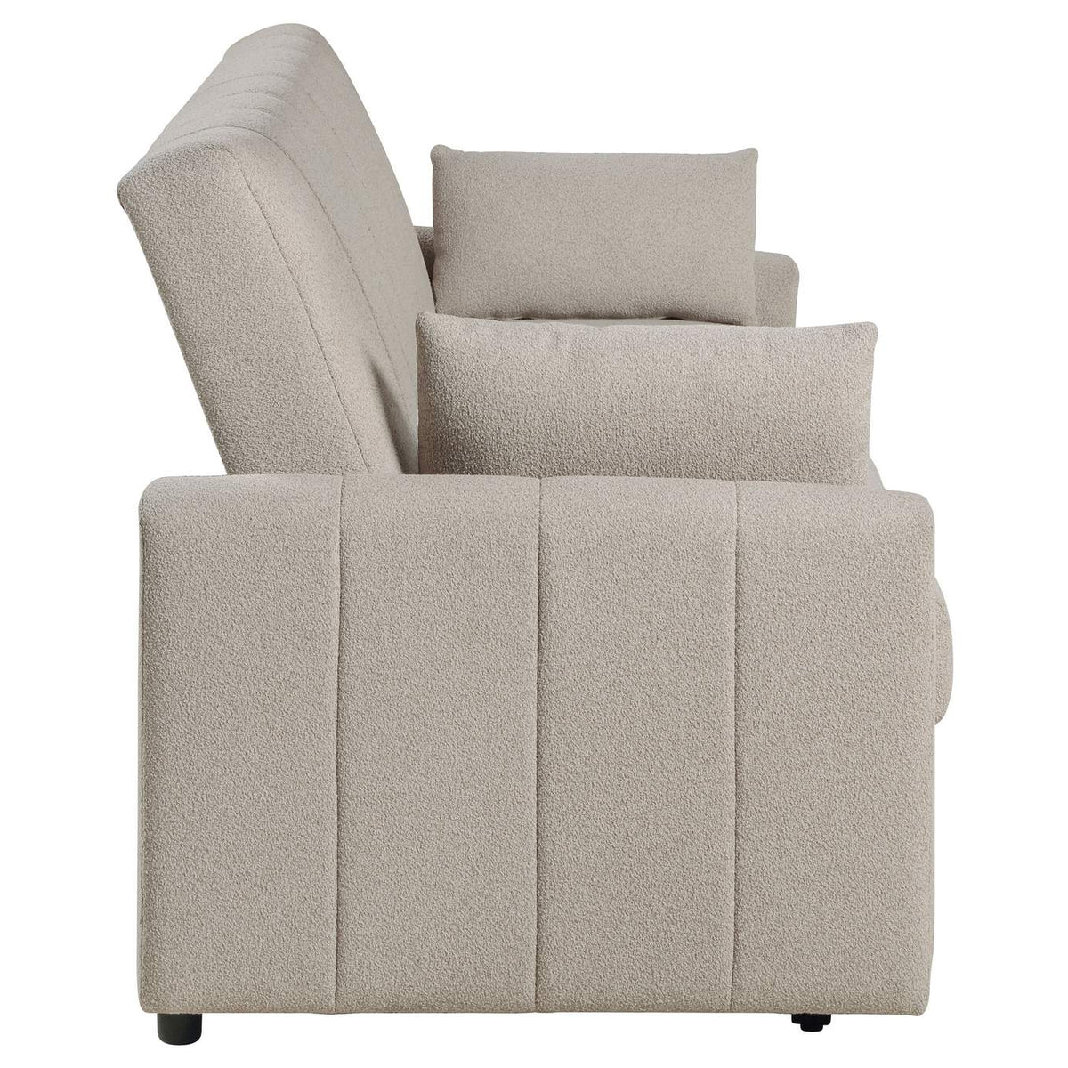 350142 Portland Boucle Upholstered Sleeper Sofa Bed Latte