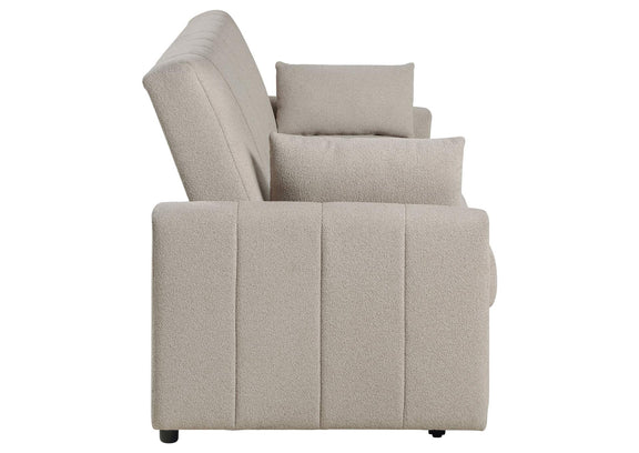 350142 Portland Boucle Upholstered Sleeper Sofa Bed Latte
