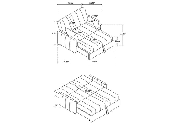 350142 Portland Boucle Upholstered Sleeper Sofa Bed Latte