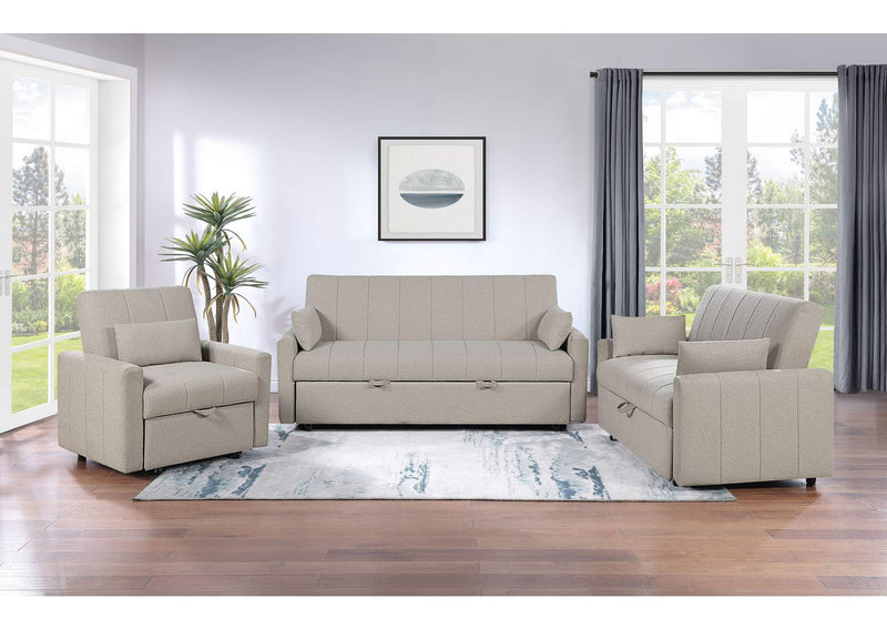 350142 Portland Boucle Upholstered Sleeper Sofa Bed Latte