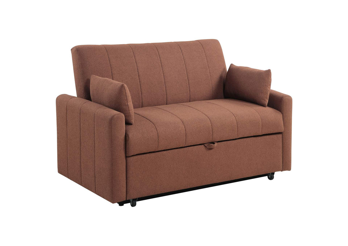 350145 Portland Boucle Upholstered Sleeper Sofa Bed Copper