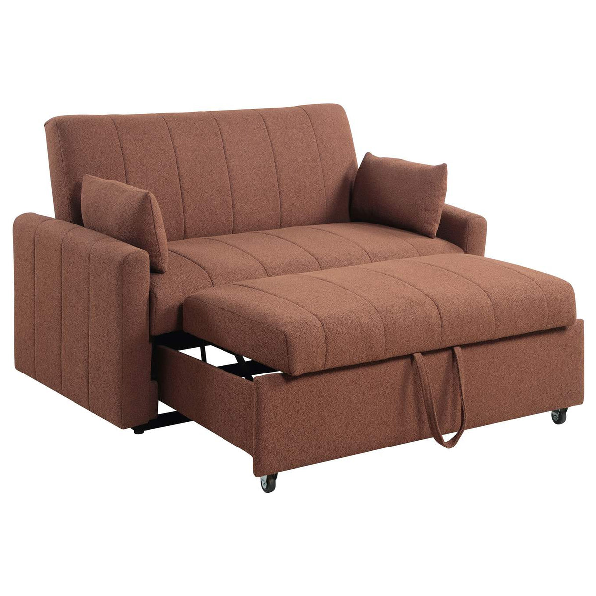 350145 Portland Boucle Upholstered Sleeper Sofa Bed Copper