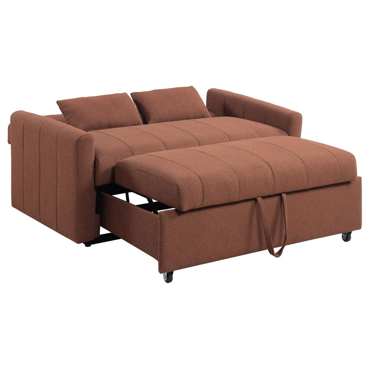 350145 Portland Boucle Upholstered Sleeper Sofa Bed Copper