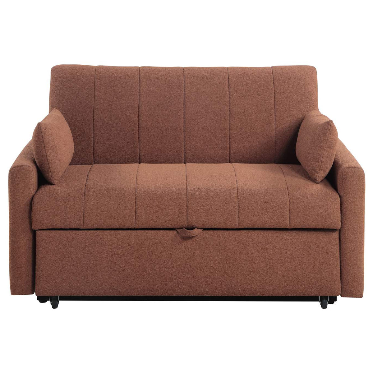 350145 Portland Boucle Upholstered Sleeper Sofa Bed Copper