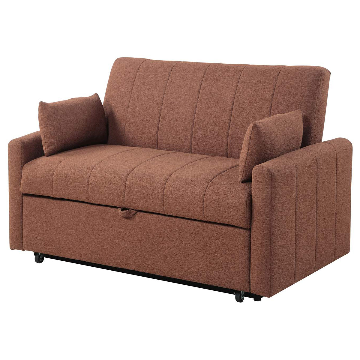 350145 Portland Boucle Upholstered Sleeper Sofa Bed Copper