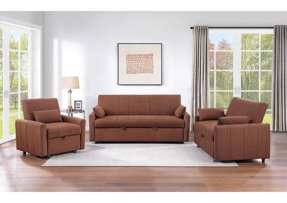 350145 Portland Boucle Upholstered Sleeper Sofa Bed Copper