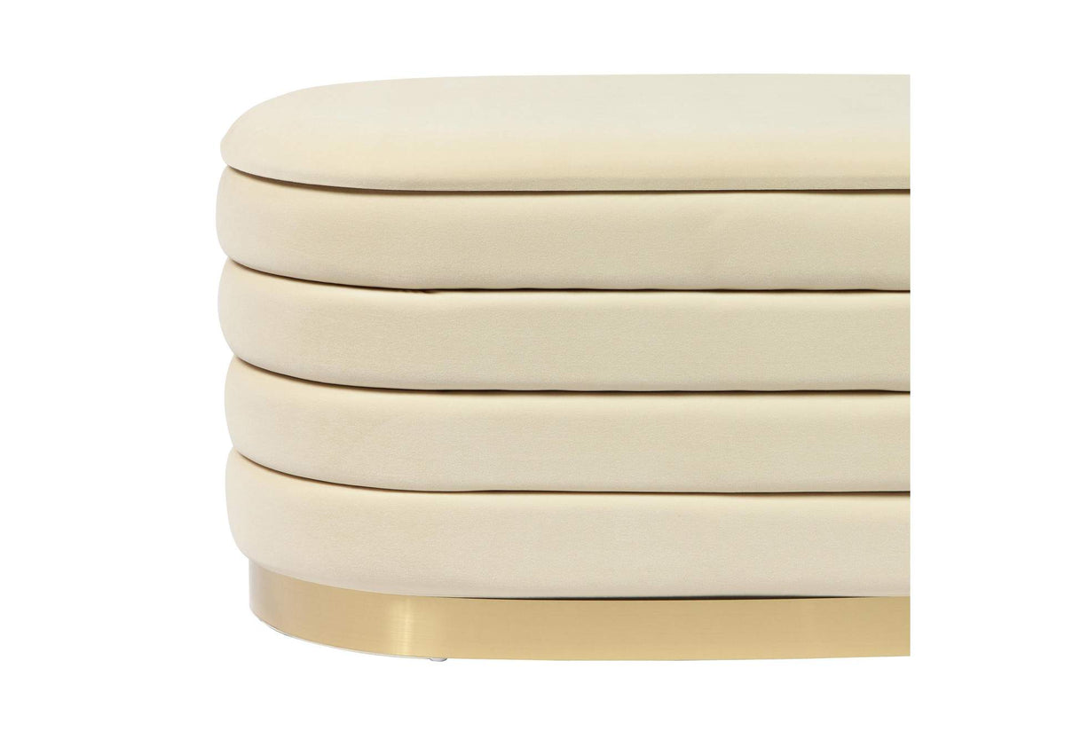TOV-OC68153 Lillian Cream Velvet Storage Bench