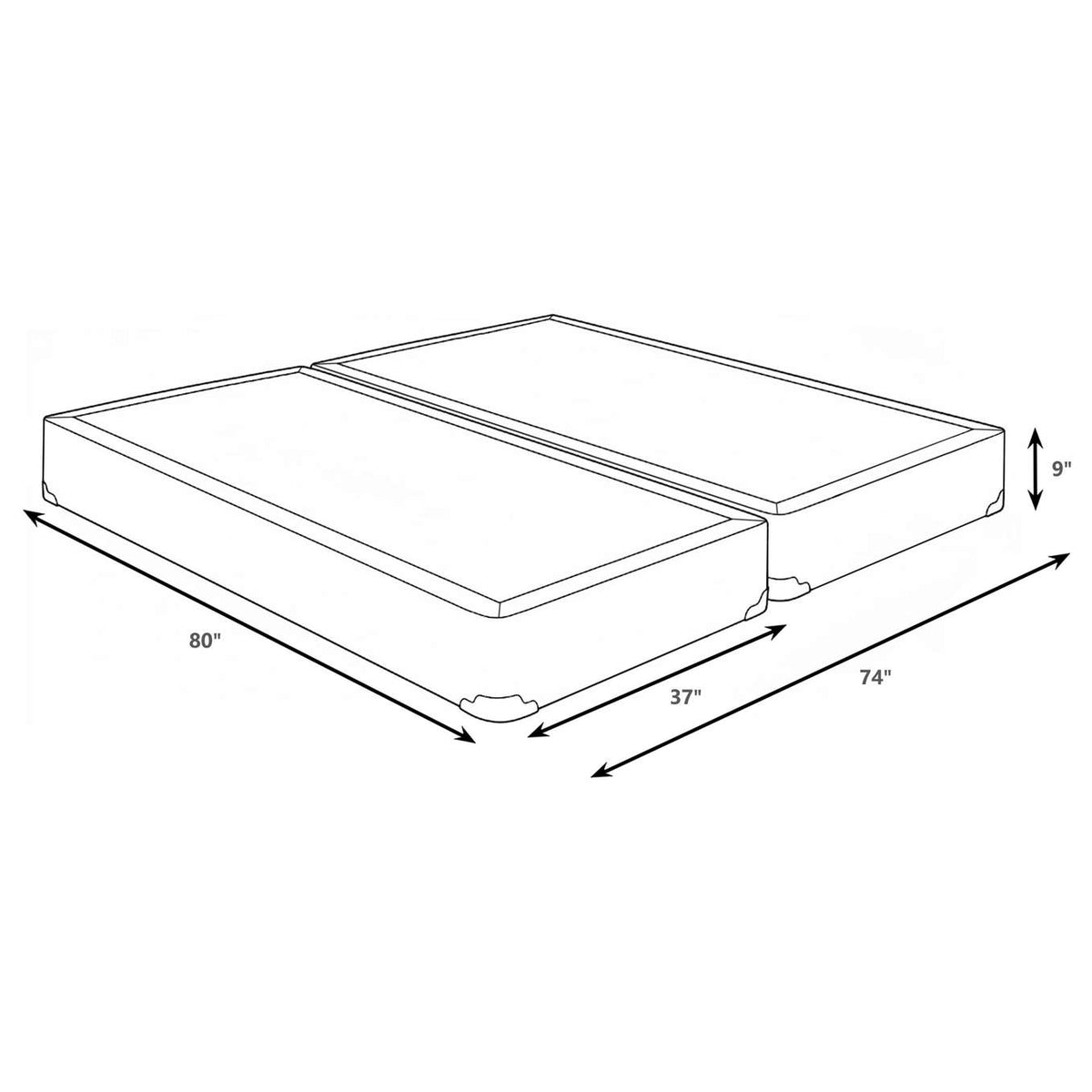 350416KE Mercer 9-inch Split Eastern King Standard Box Spring Foundation