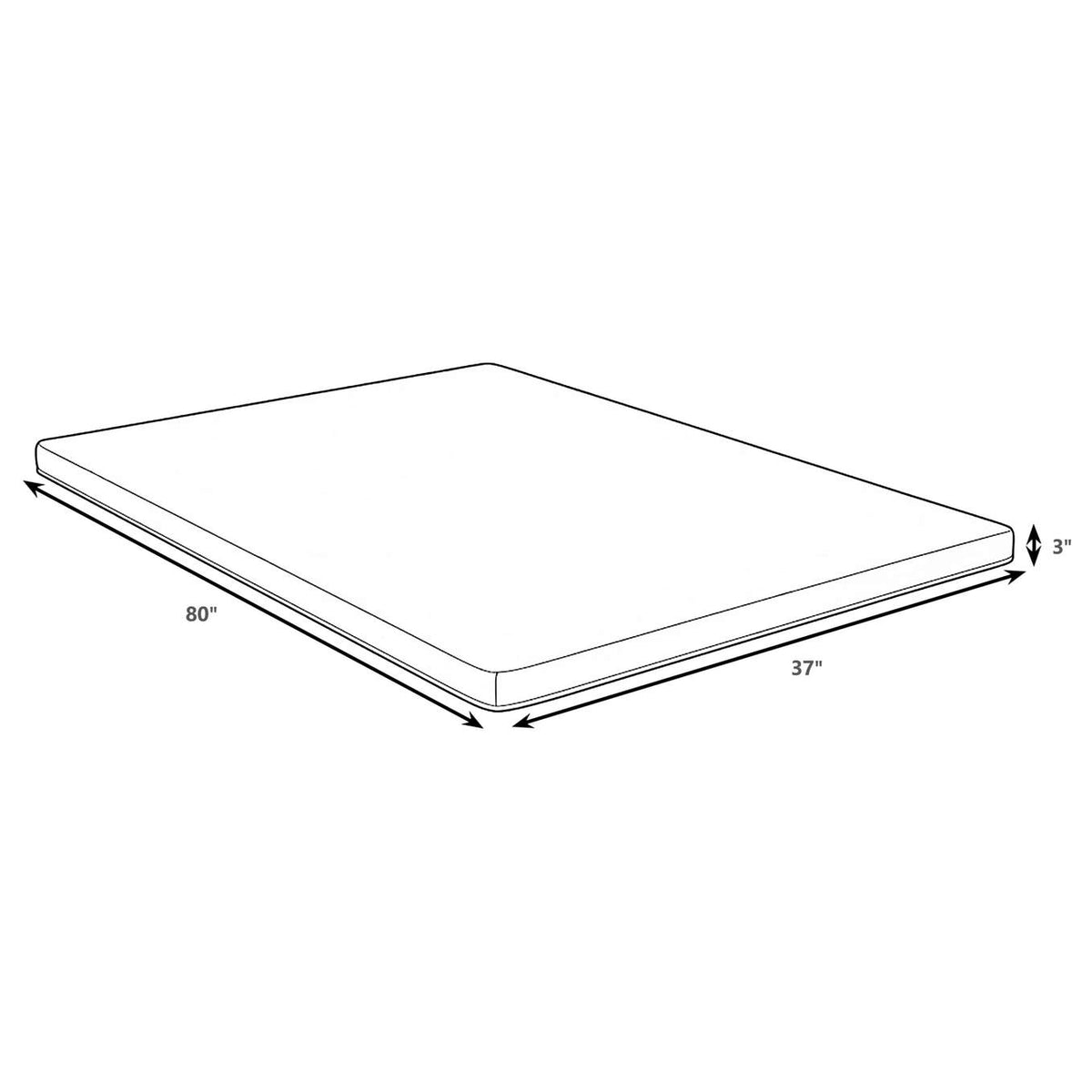 350419TL Cascade 3-inch Twin XL Cool Memory Foam Mattress Topper