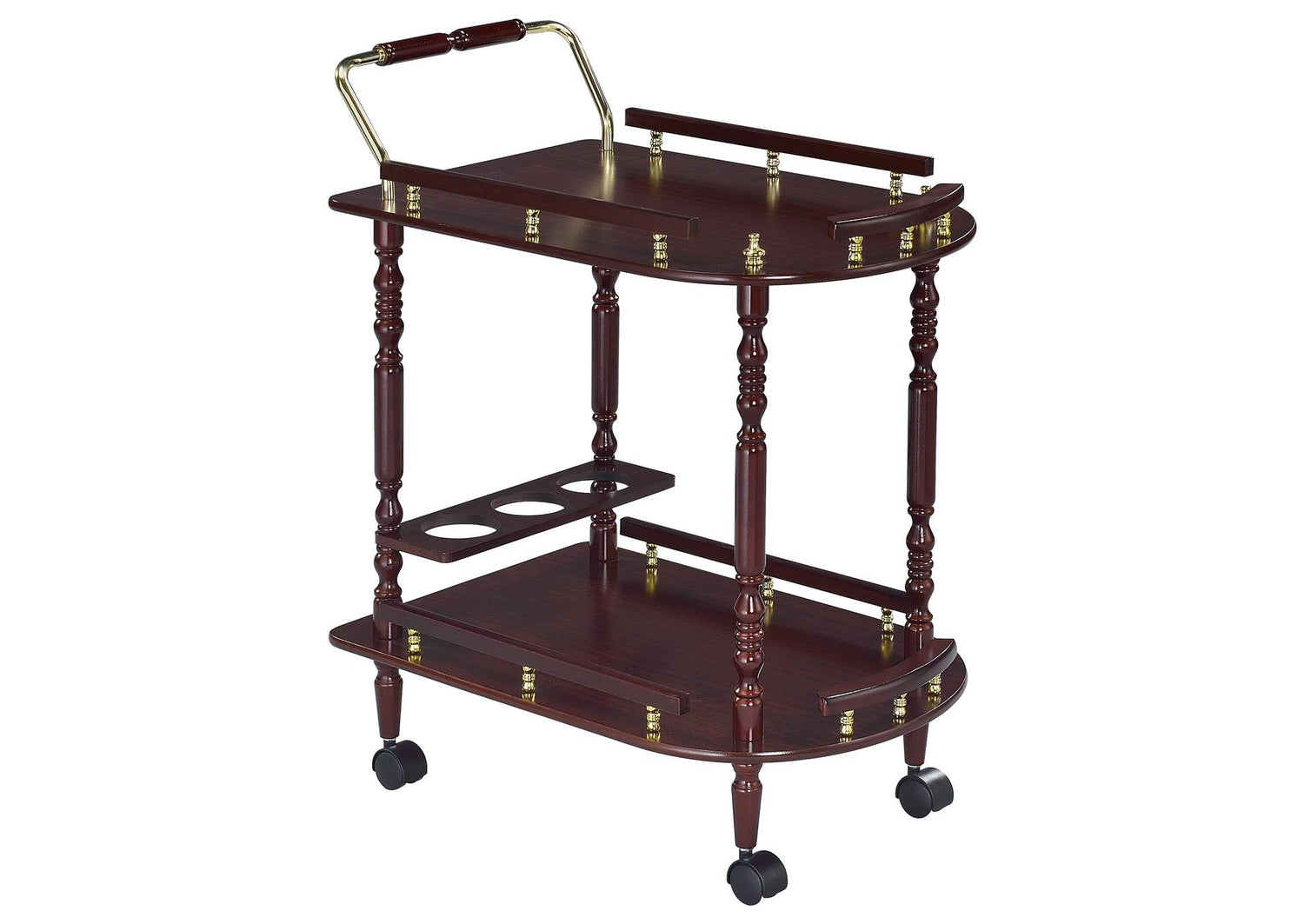 Palmer 2-tier Rectangular Wood Bar Cart Merlot