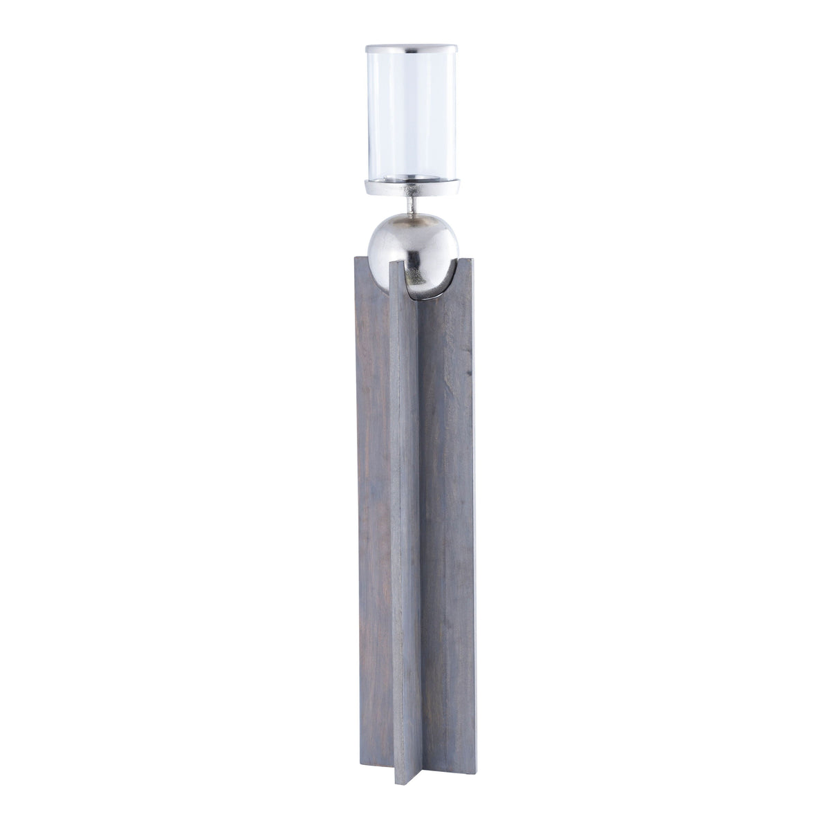 Idabel Large Wood Candle Holder - Gray