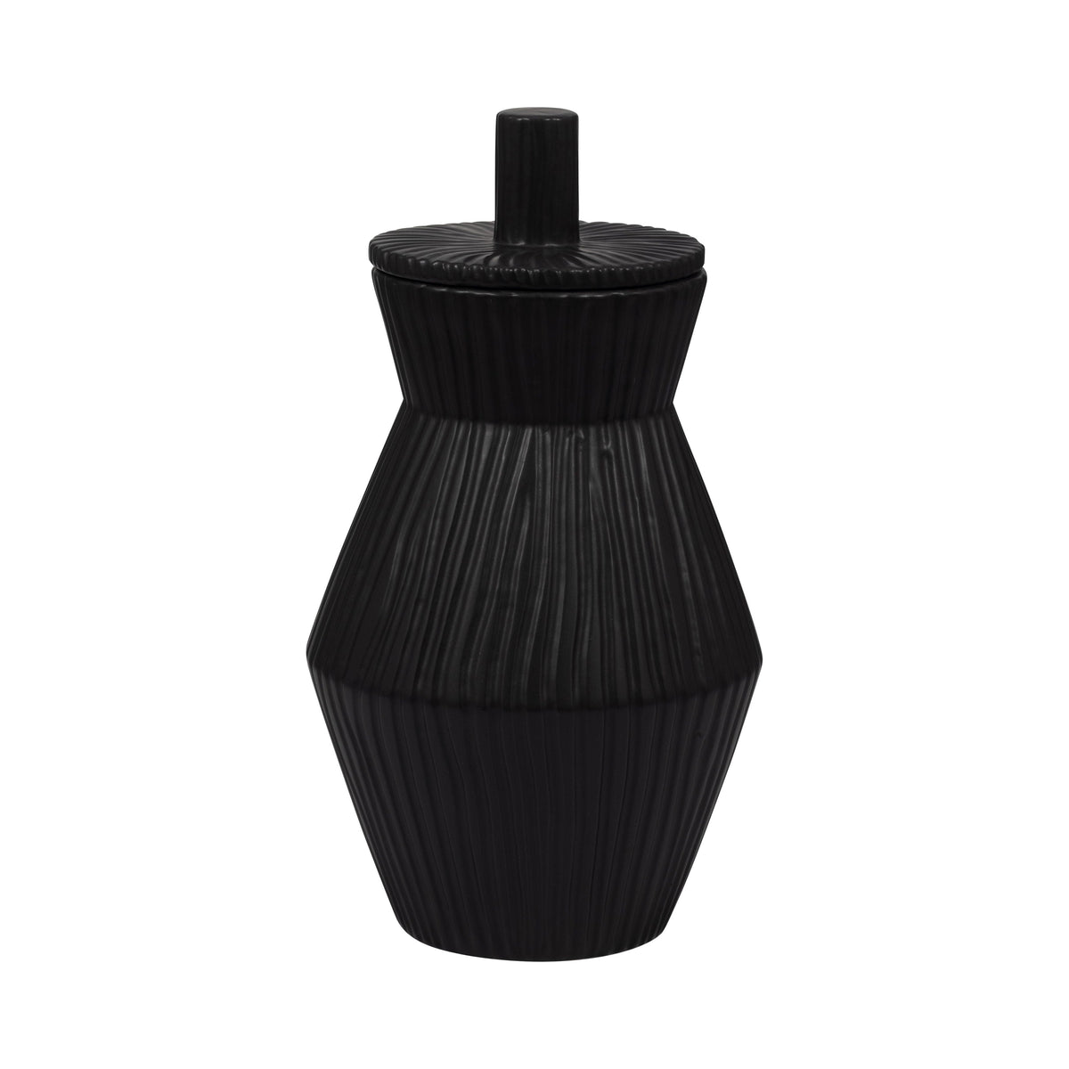 Laurel Small Black Lidded Jar - Black