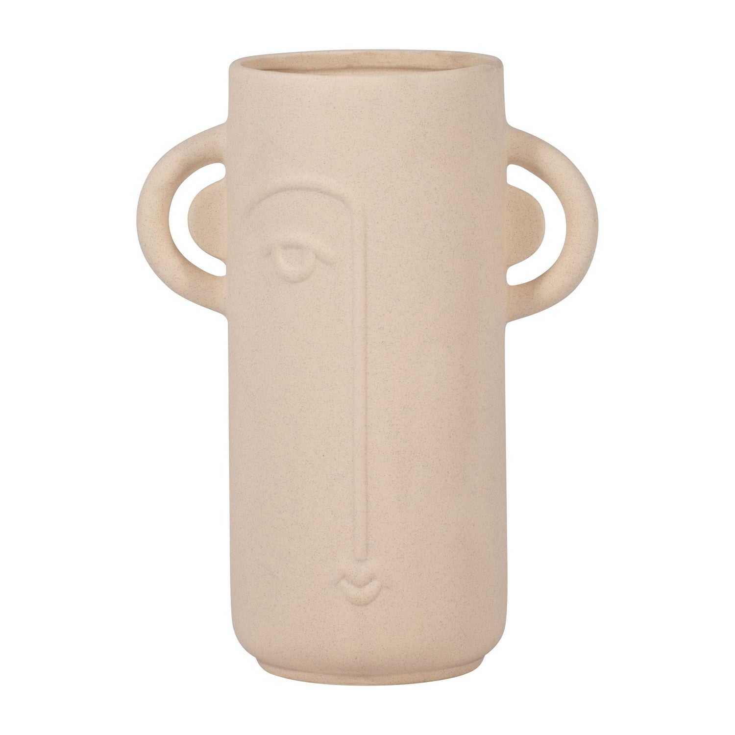 Face Vase With Handles - Ivory / Beige