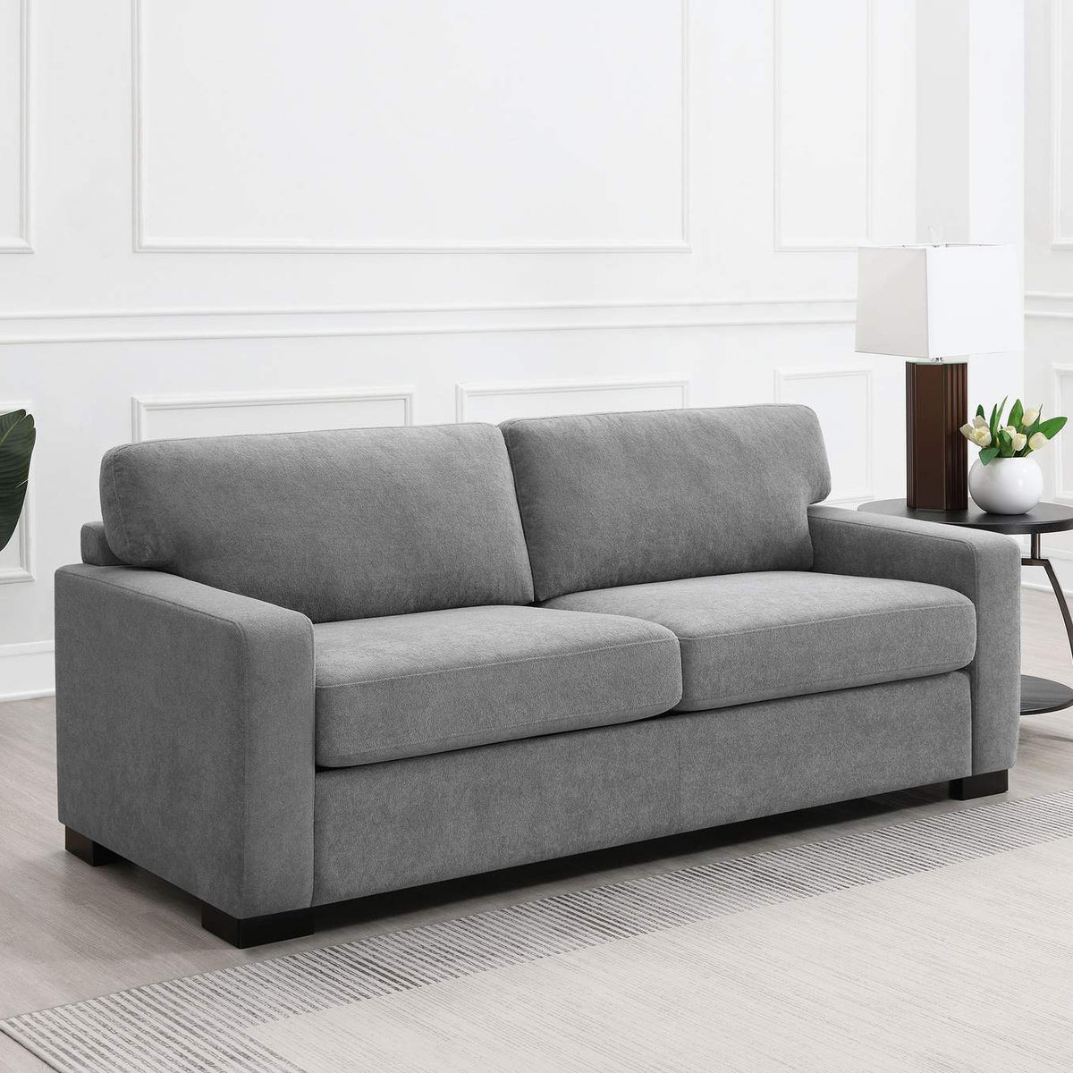 360050 Simpson Upholstered Sofa Sleeper with Queen Mattress Grey