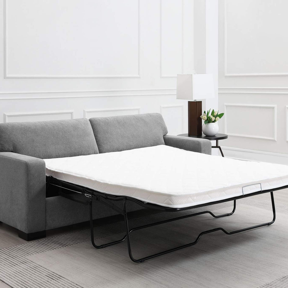 360050 Simpson Upholstered Sofa Sleeper with Queen Mattress Grey