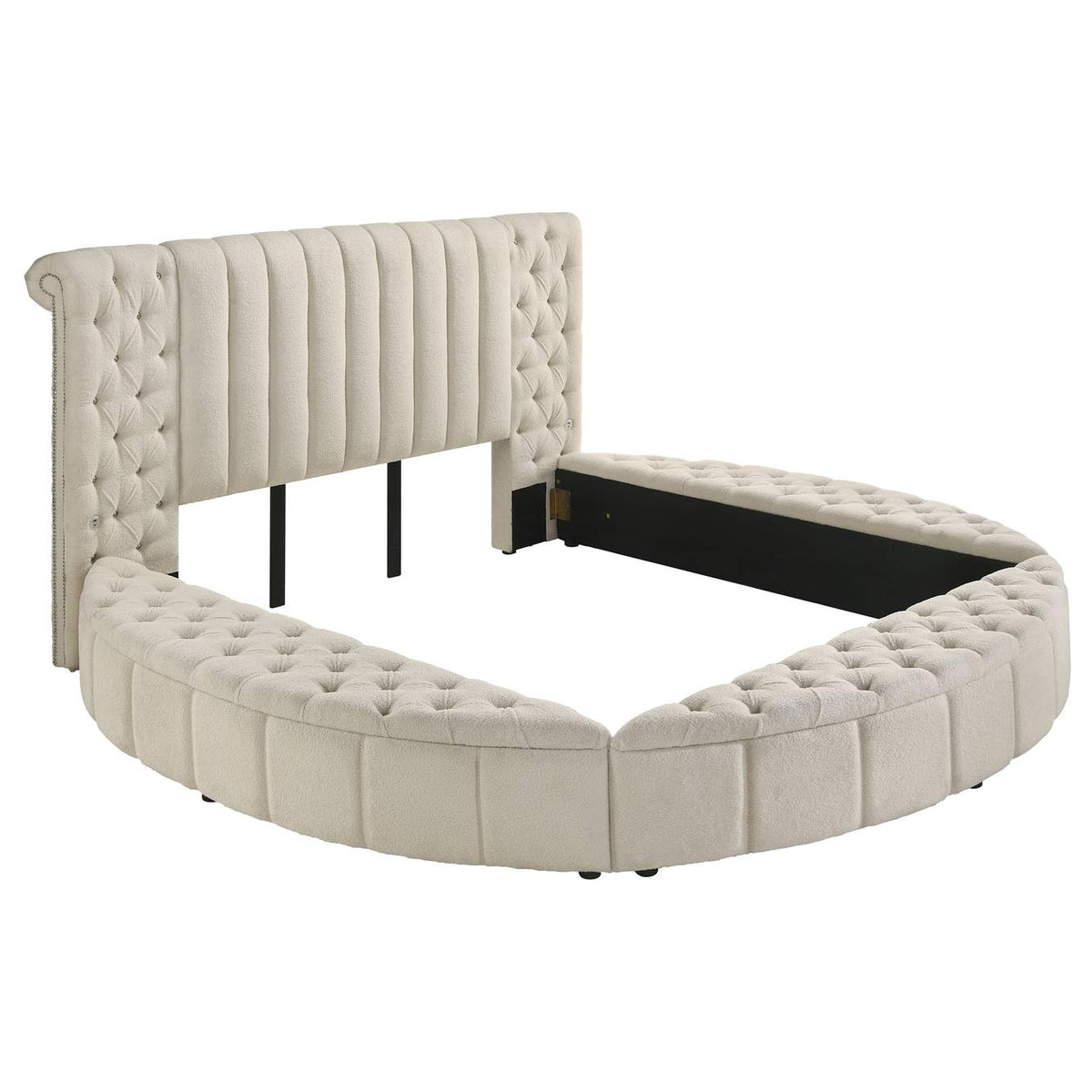360111KE-S4 Sonya 4-piece Upholstered Eastern King Bedroom Set Ivory